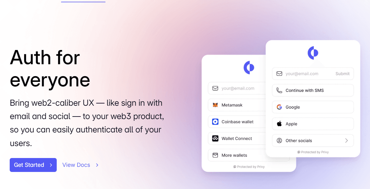 Privy cung cấp trình xác thực bằng email hoặc tài khoản mạng xã hội