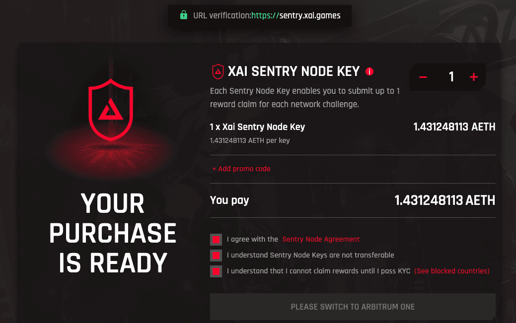 Xai Sentry Node Key được mở bán trên Website của dự án