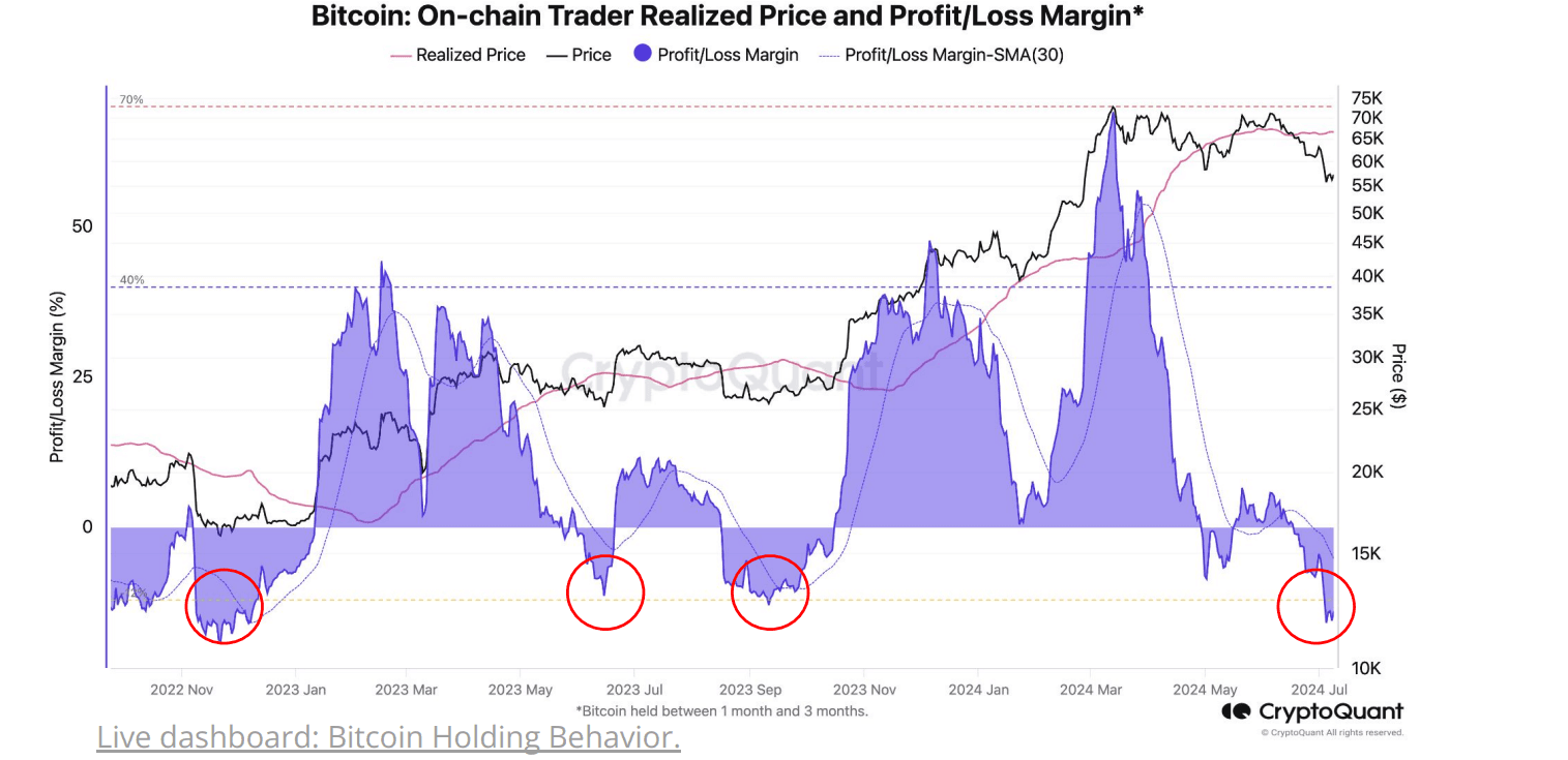 Chỉ số Bitcoin: On chain Trader Realized Price & Profit / Loss Margin (nguồn: Crypto Quant)