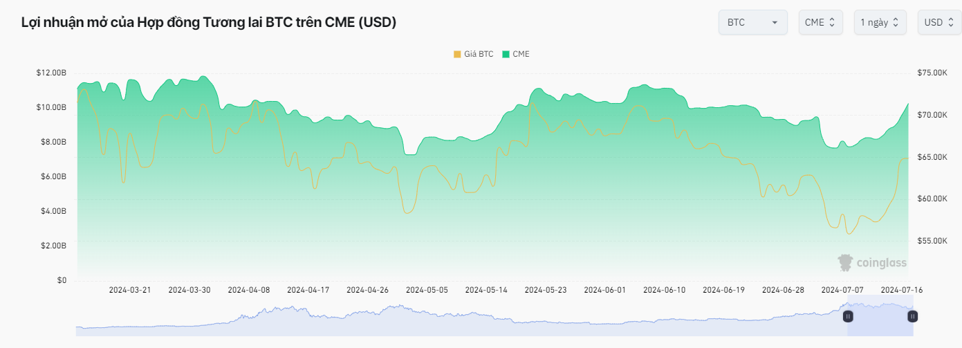 Dữ liệu về Bitcoin Futures Open Interest trên sàn CME (nguồn: Coinglass)