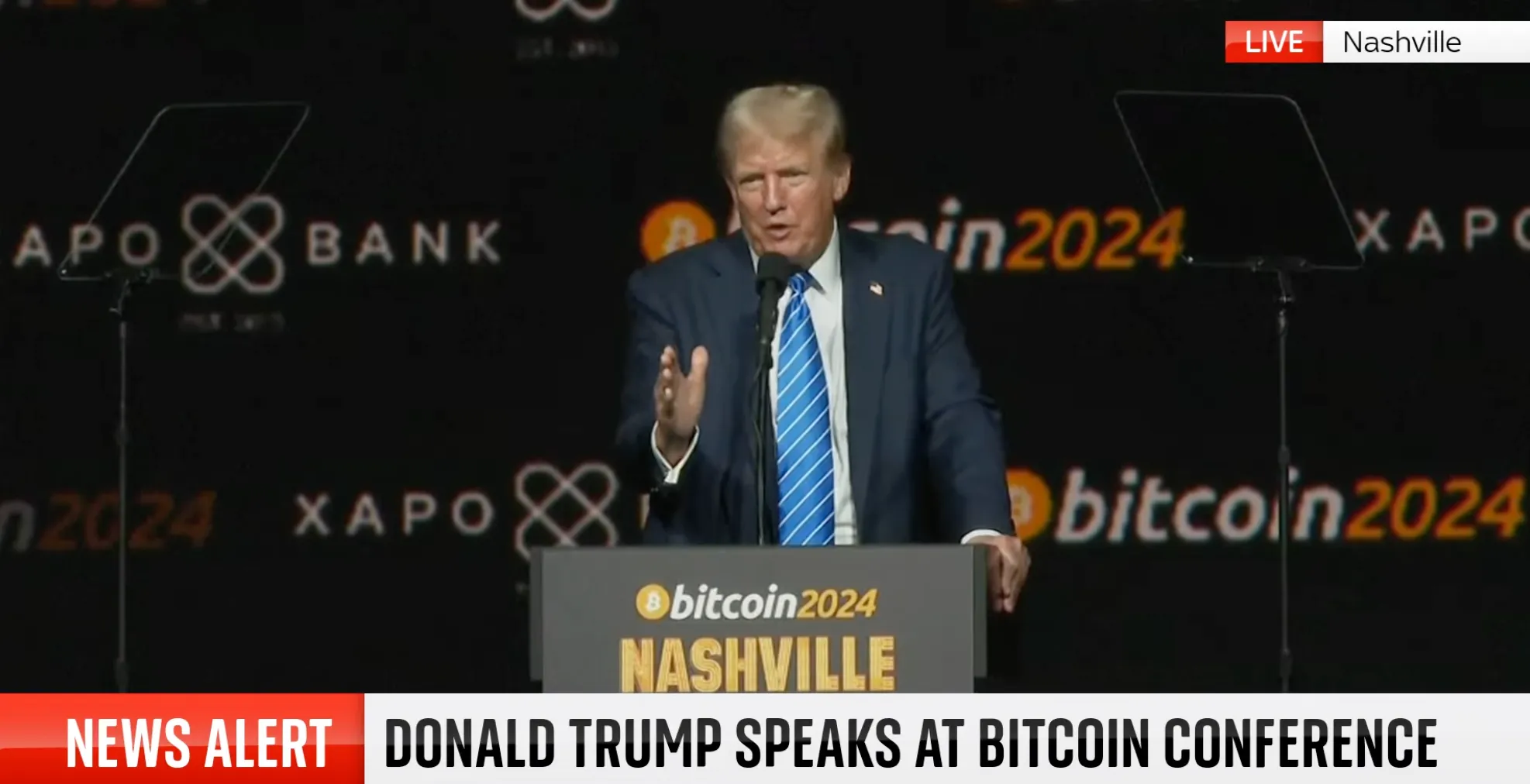 Hình ảnh ông Donald Trump tại hội nghị Bitcoin 2024