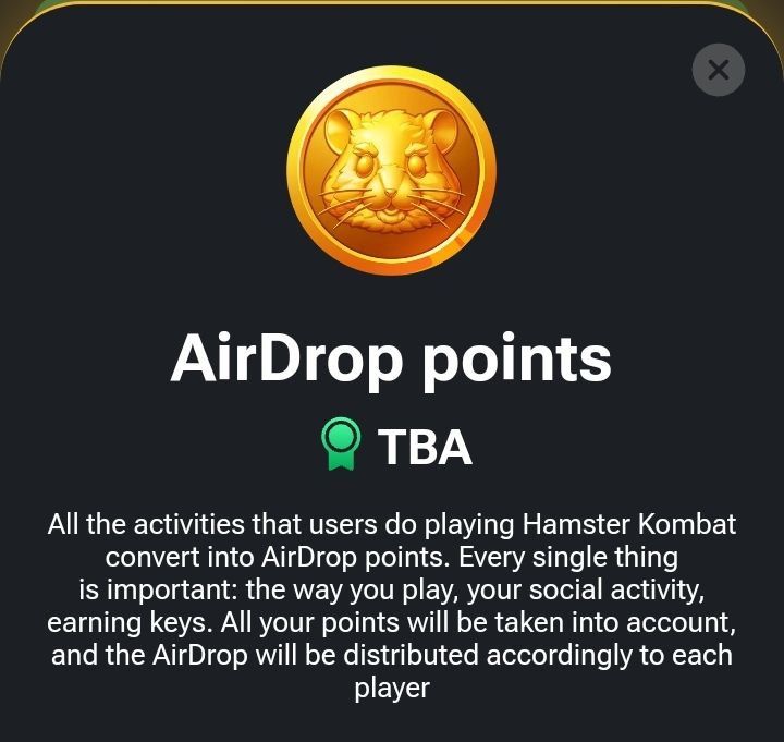 Mục AirDrop trong tựa game Hamster Kombat