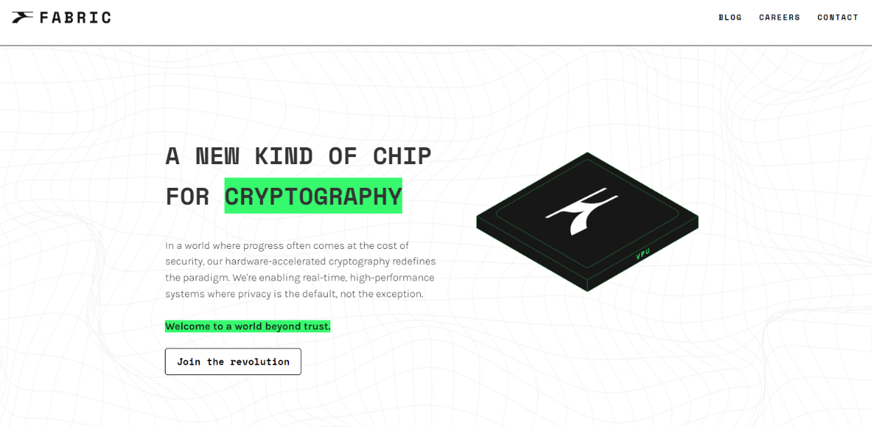 Giao diện Website của Fabric Cryptography