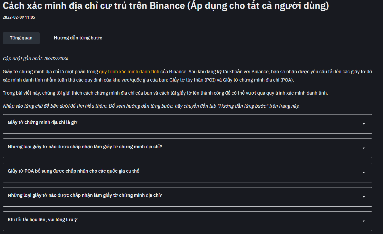 Cách xác minh địa chỉ cư trú trên Binance - áp dụng cho tất cả người dùng