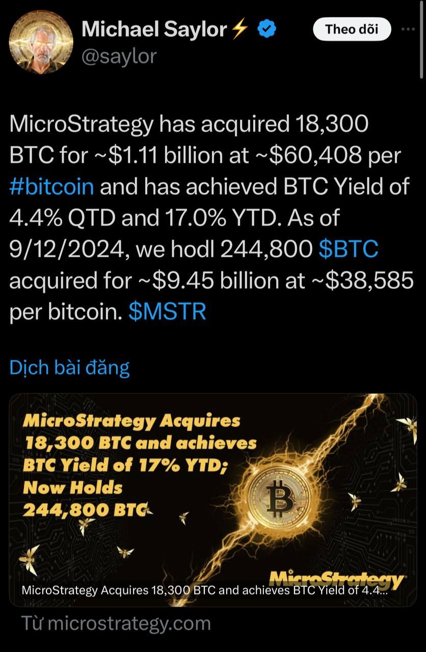 Thông báo mua BTC mới nhất đến từ MicroStrategy - nguồn: X (Twitter)