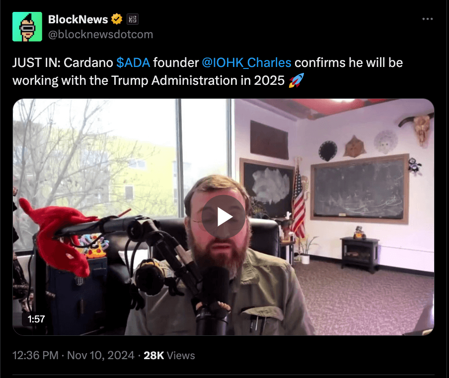 Những tin đồn xung quanh Founder Cardano trên X (Twitter) - nguồn: BlockNews