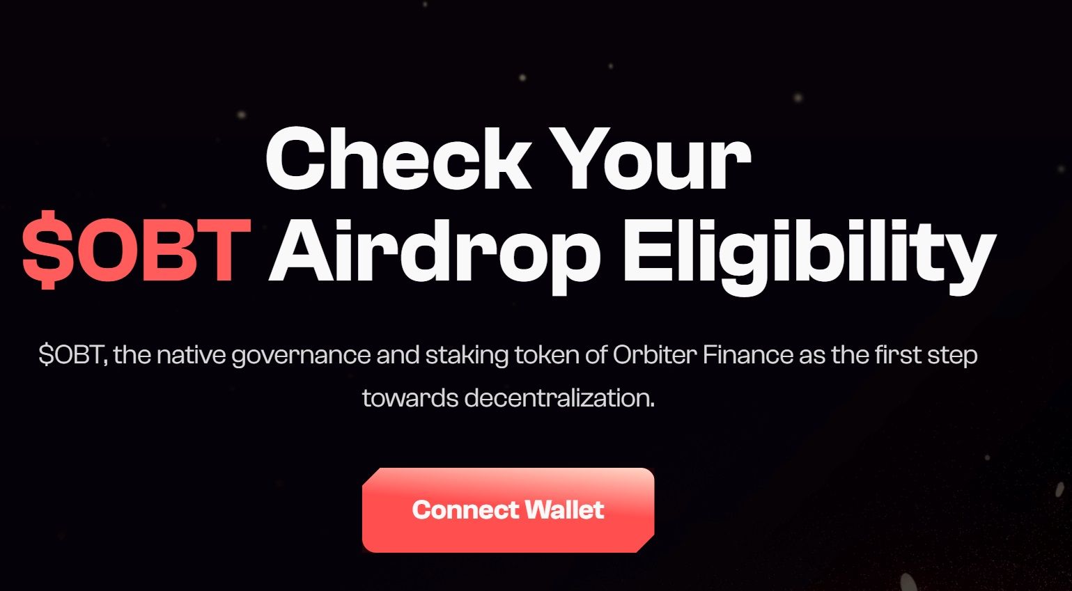 Giao diện đường link kiểm tra điều kiện nhận airdrop token OBT (Orbiter Finance)