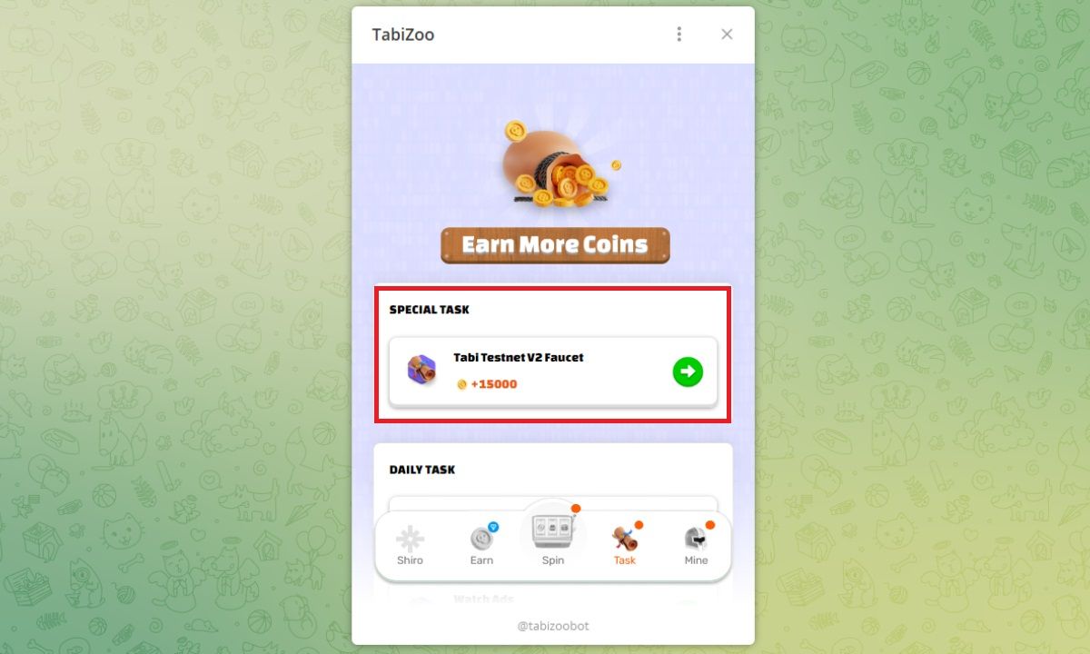 Nhiệm vụ Tabi Testnet V2 Faucet
