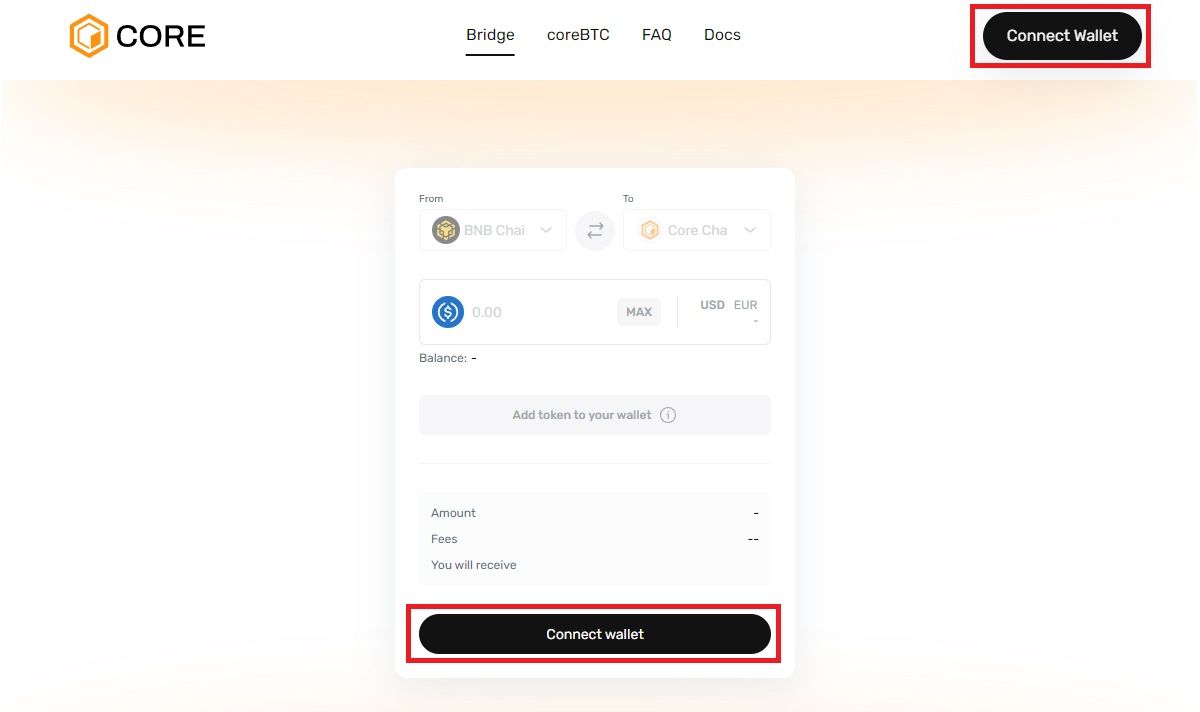 Chọn Connect Wallet để kết nối ví