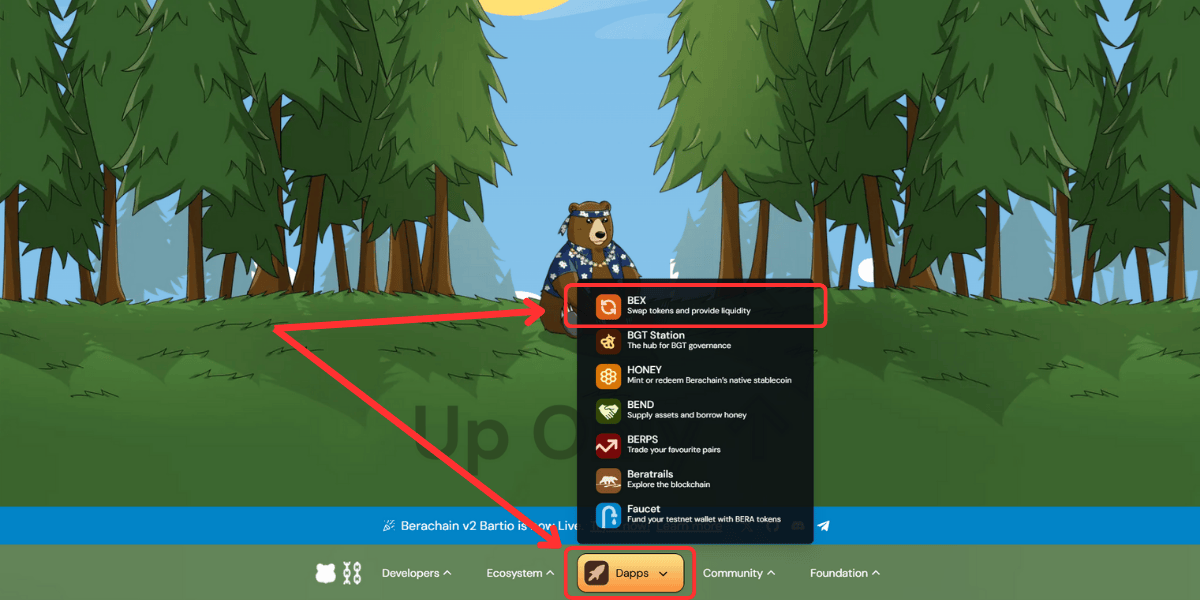 Truy cập vào BEX - native DEX của Berachain