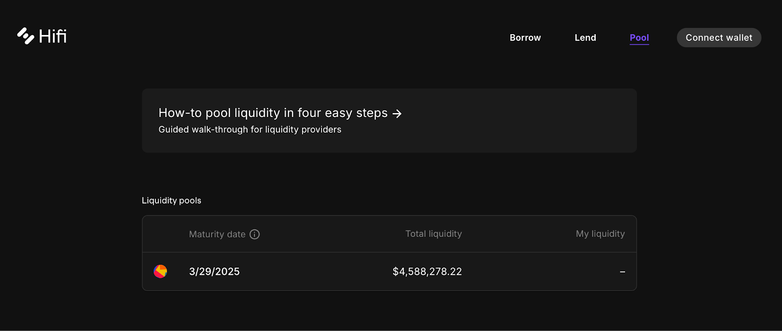 Tính năng add liquidity của Hifi Finance