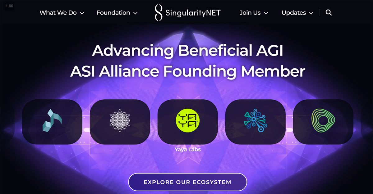 Trang chủ của SingularityNET ($AGIX)