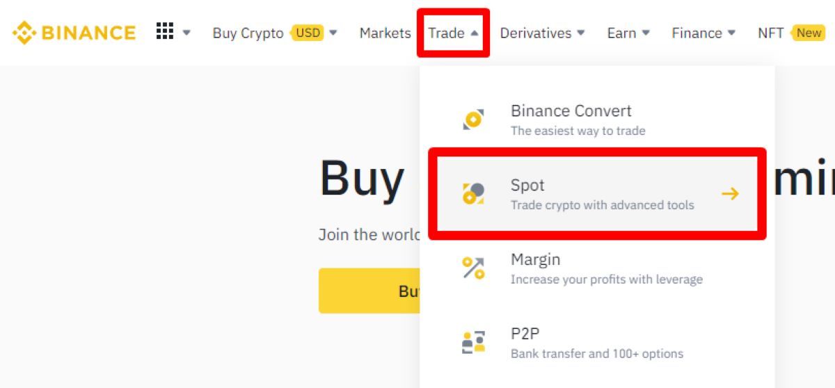 Mục Spot trên Binance