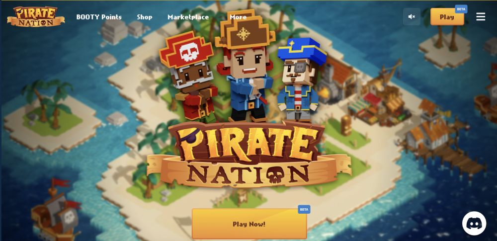 Giao diện website của Pirate Nation