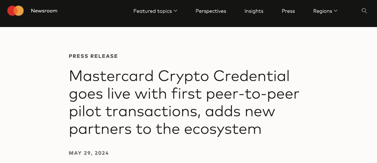 Mastercard Crypto Credential chính thức hoạt động từ 29/05/2024