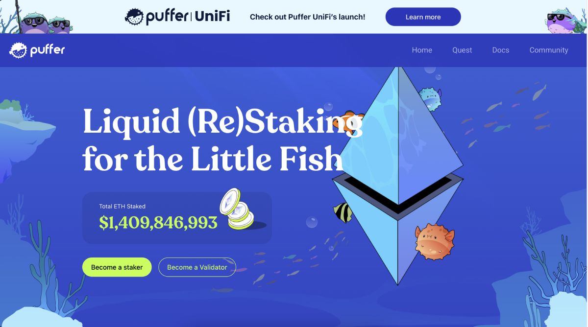 Giao diện website của Puffer Finance