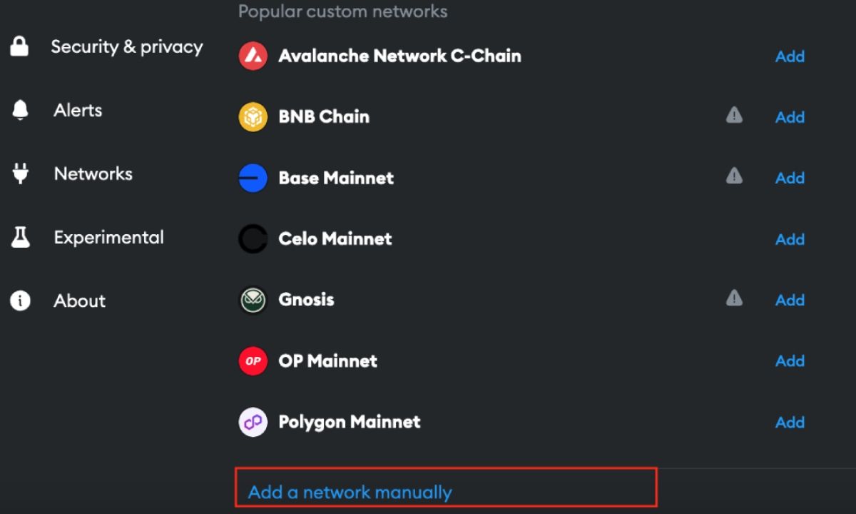 Nhấn chọn “Add a network manually"