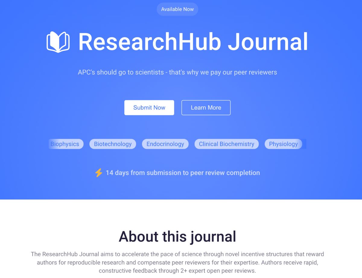 Giao diện ResearchHub Journal