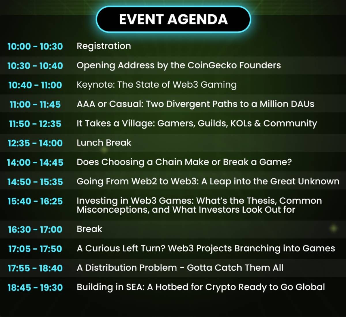 Event Agenda tại GeckoCon 2024