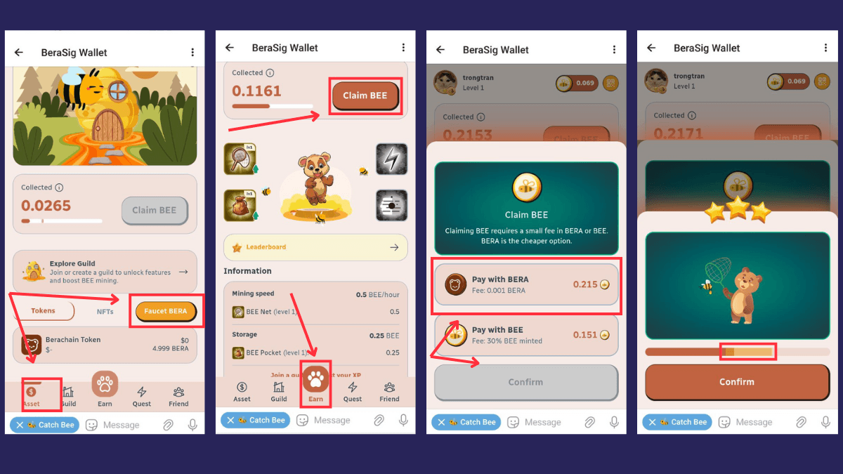Cách claim BEE trên BeraSig