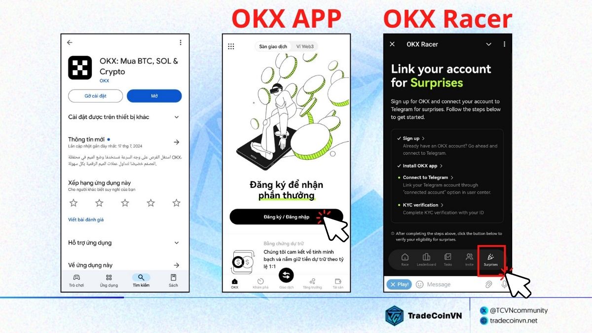 Tải ứng dụng OKX để kết nối với tài khoản OKX Racer