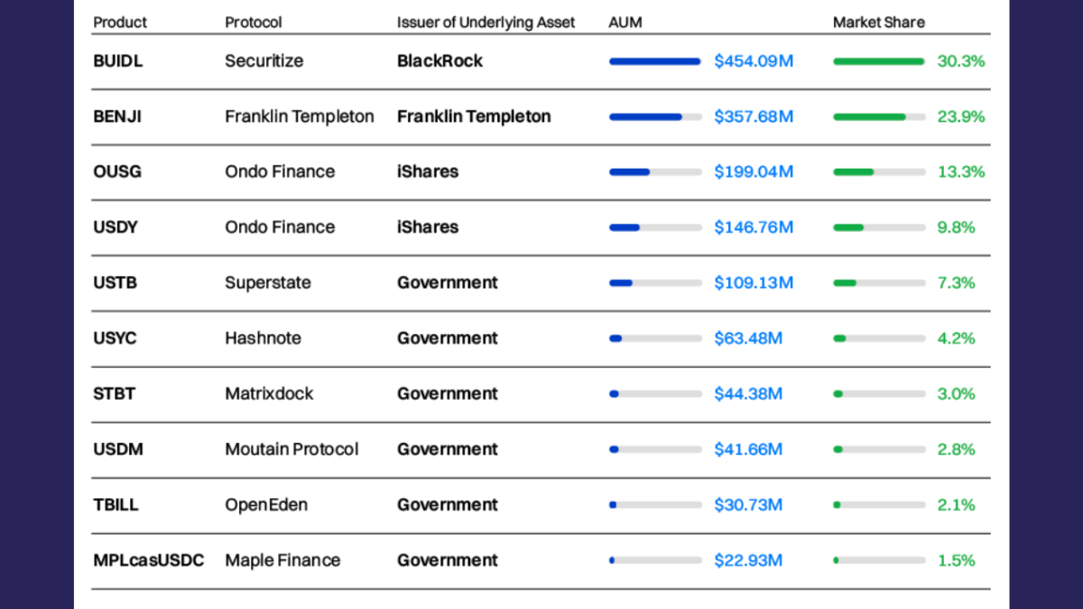 Những tokenized funds thuộc lĩnh vực RWA trong 6 tháng đầu năm 2024