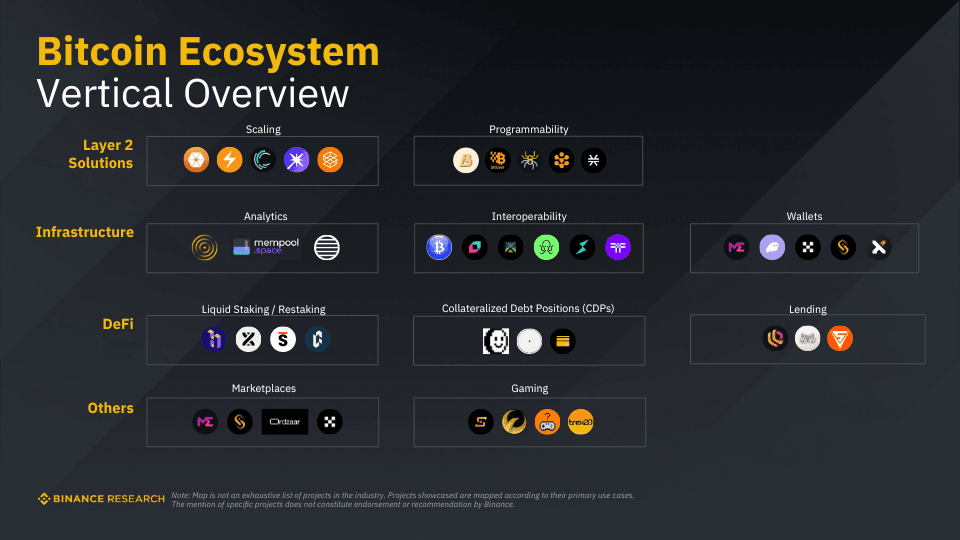 Những lĩnh vực, phân khúc và dự án nổi bật nằm trong hệ sinh thái Bitcoin