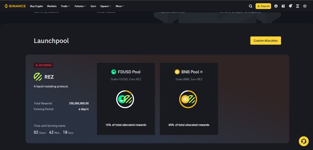 Binance Launchpool đang diễn ra với dự án Renzo Protocol