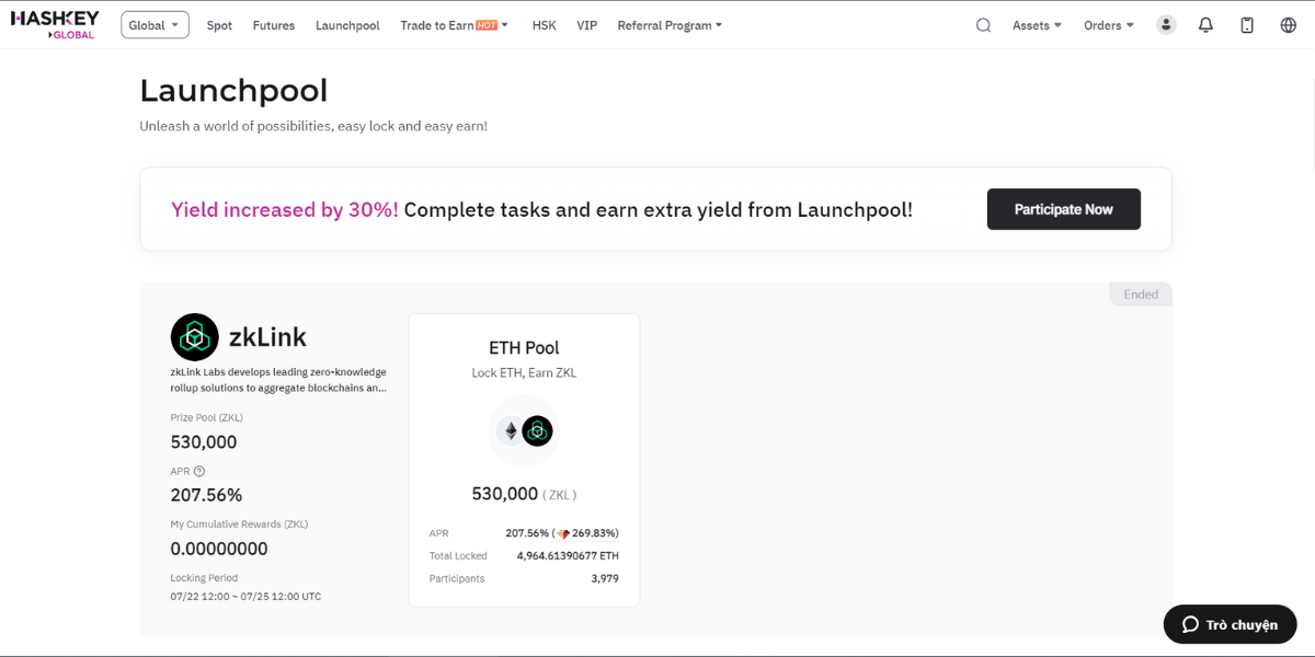 Tính năng Launchpool của Hashkey Exchange