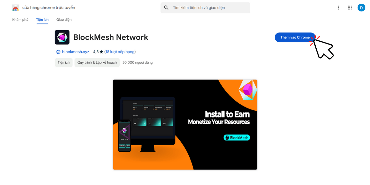 Tải BlockMesh extension và cài đặt trên Chrome của bạn