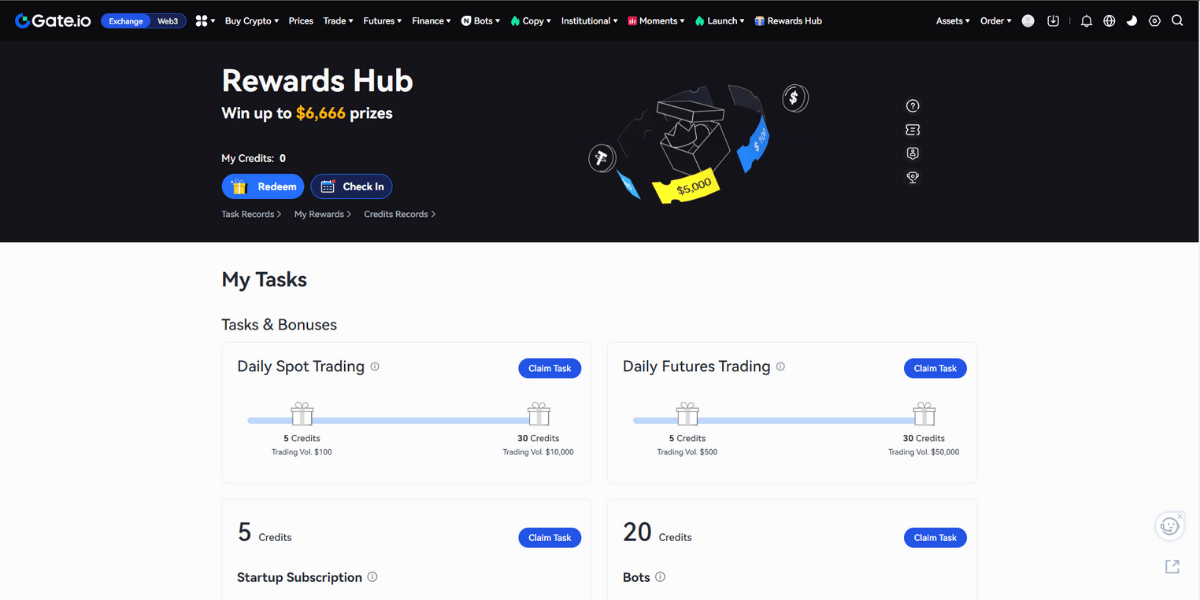 Reward Hub - Khu vực “tri ân” người dùng của Gate