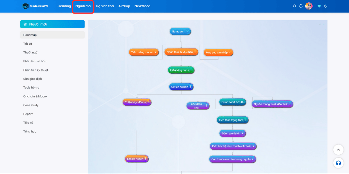 Roadmap đưa ra lộ trình tìm hiểu thị trường cho người mới