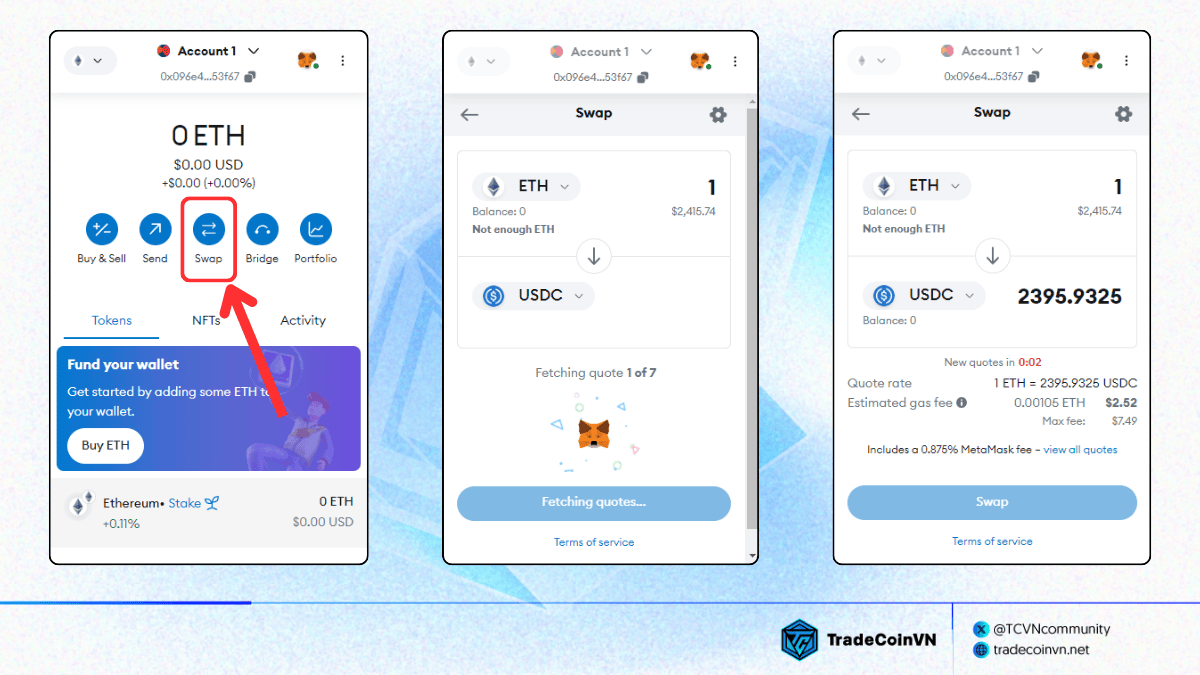 Tính năng Swap trên Metamask