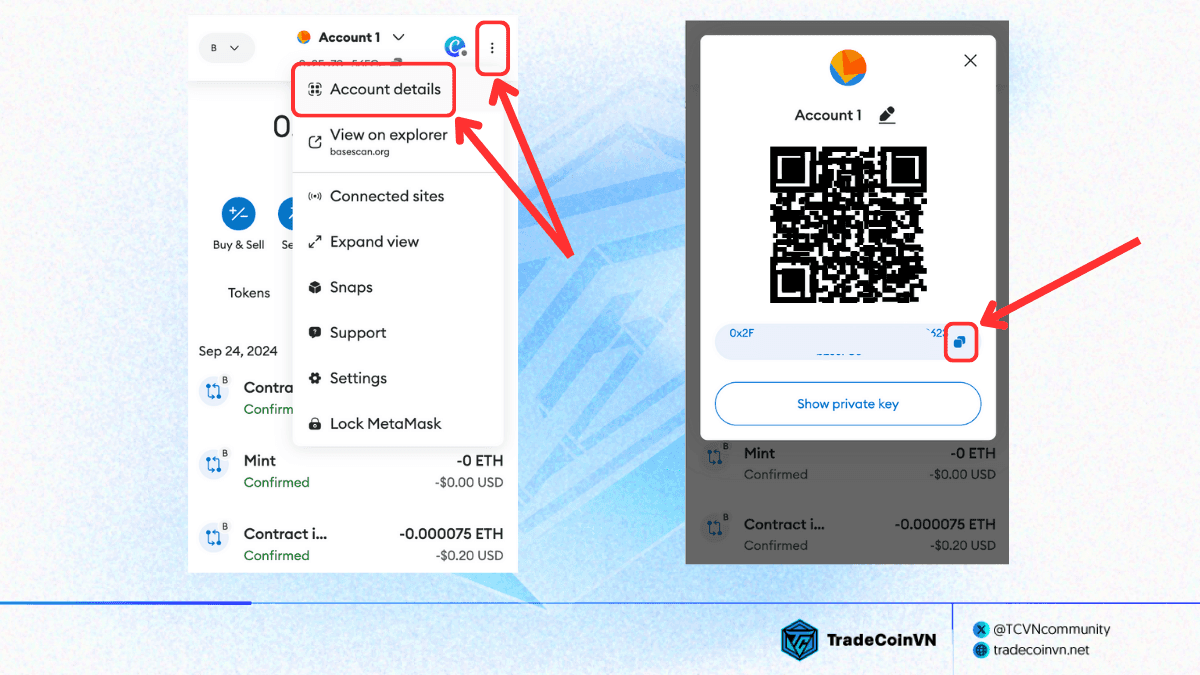 Cách lấy địa chỉ ví để nhận tài sản trên Metamask