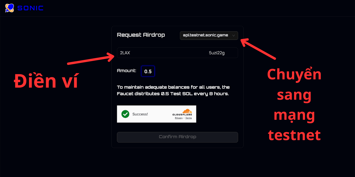 Nhận faucet SOL token trên mạng testnet của Sonic