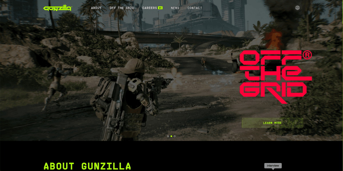 Trang chủ của Gunzilla - Nền tảng AAA blockchain game