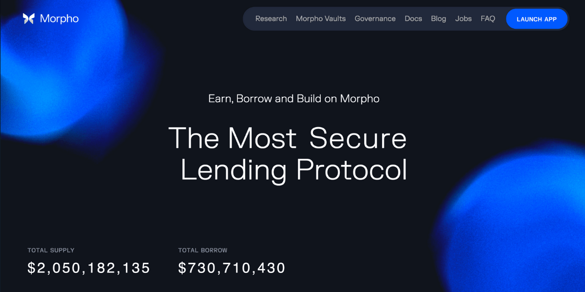 Trang chủ của lending protocol - Morpho