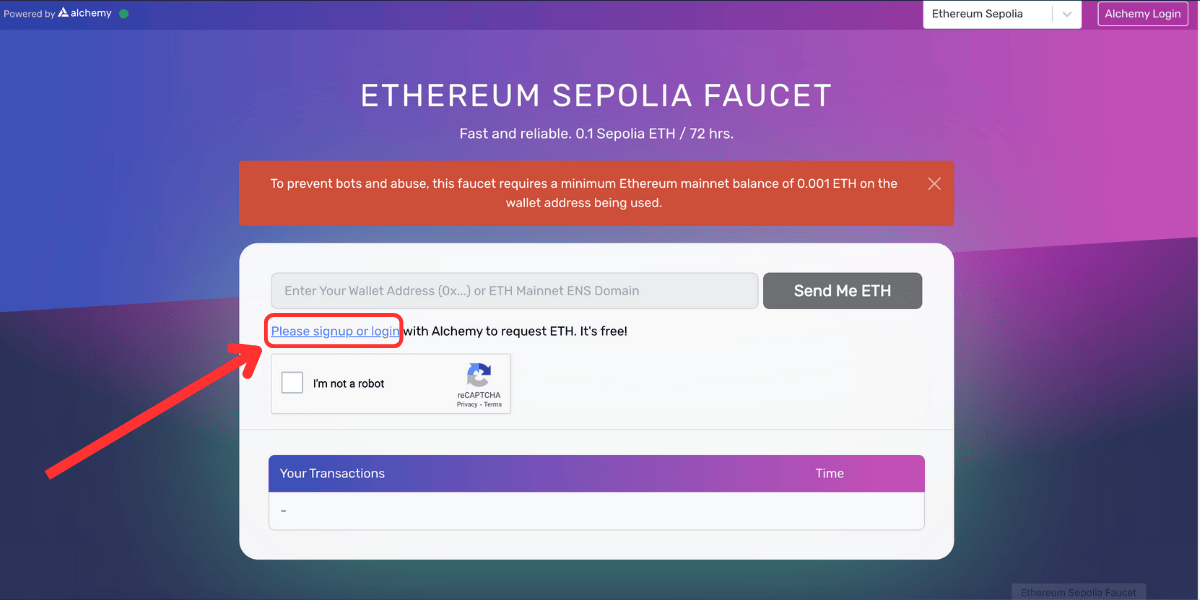 Nhận faucet ETH mạng Ethereum Sepolia từ Alchemy