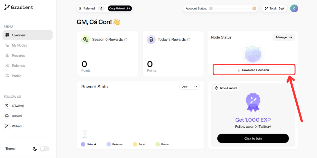 Tải và cài đặt Gradient Network extension