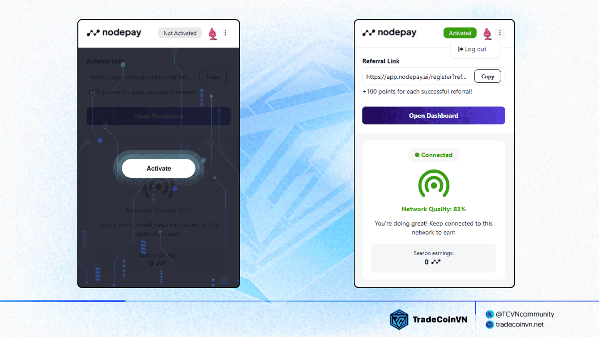 Kích hoạt Nodepay để bắt đầu khai thác