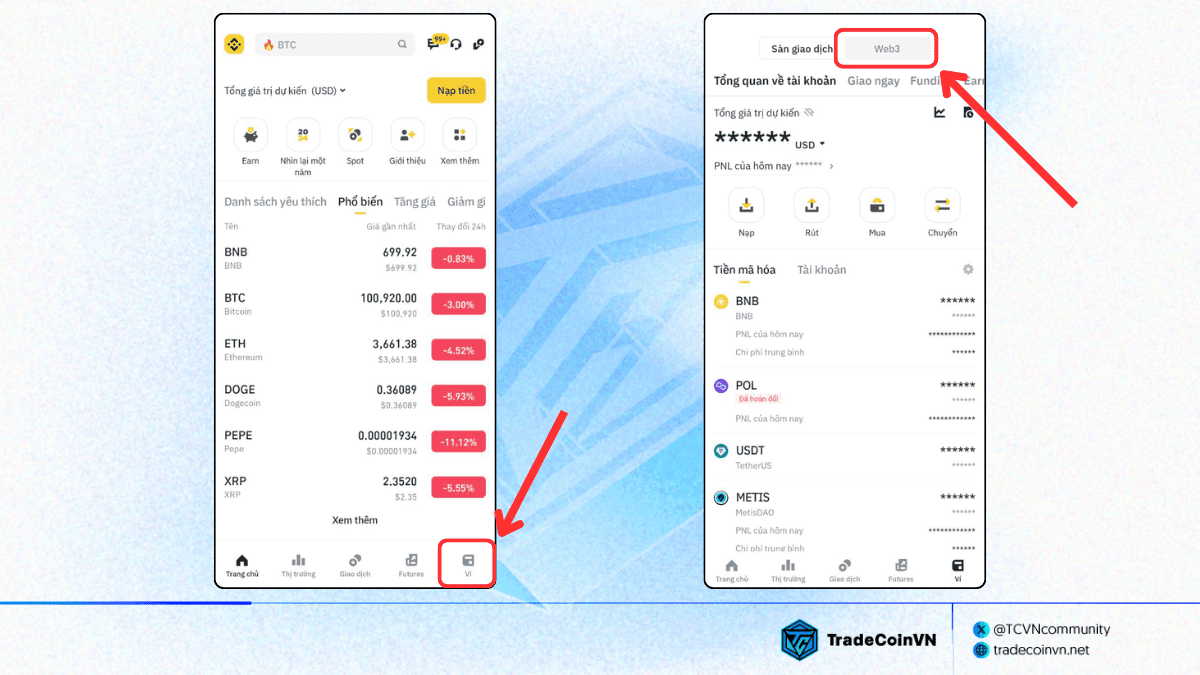 Truy cập vào Binance Wallet