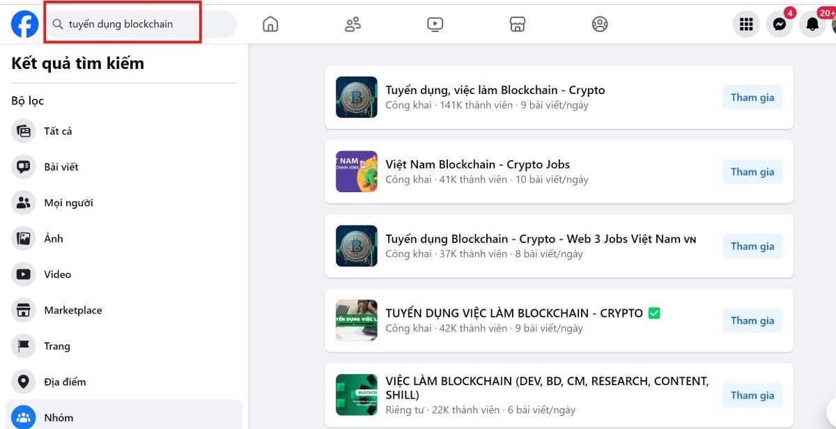 Dễ dàng tìm kiếm các nhóm tuyển dụng về blockchain