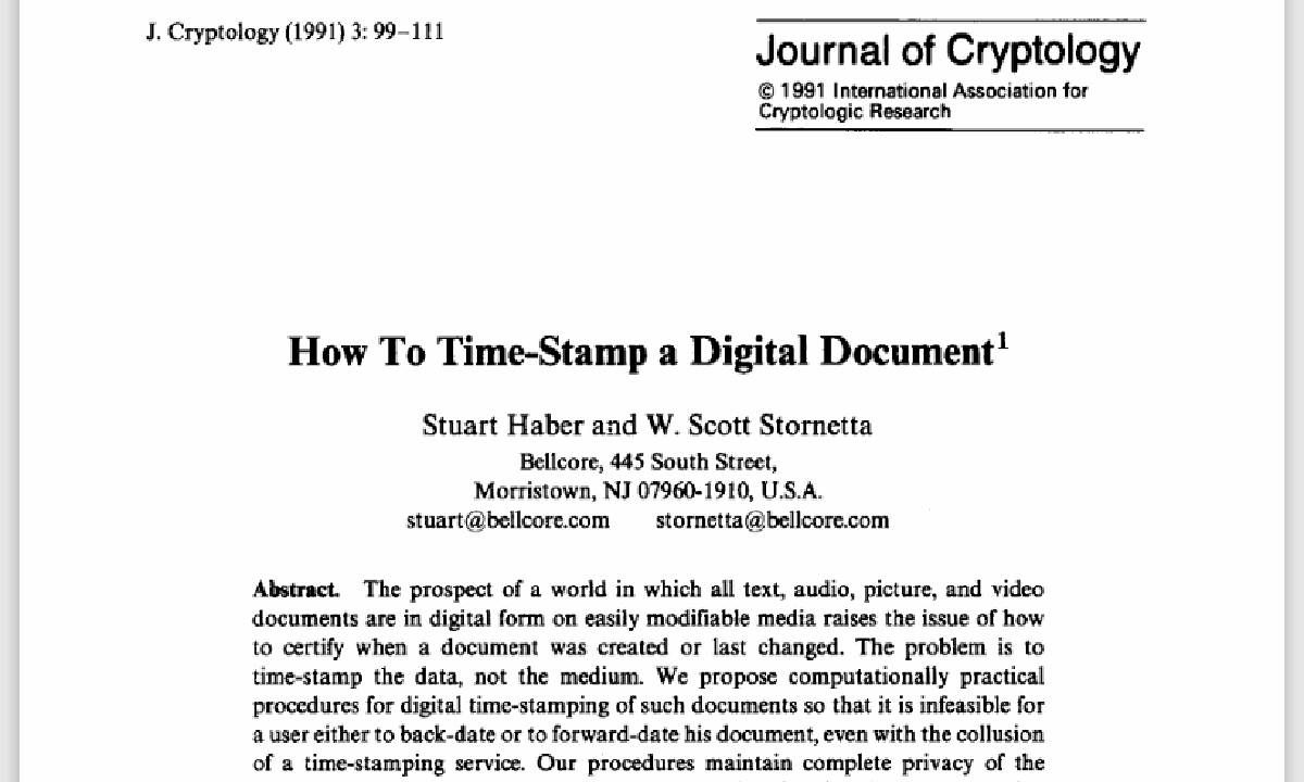 Công trình nghiên cứu "How to time-stamp a digital document"