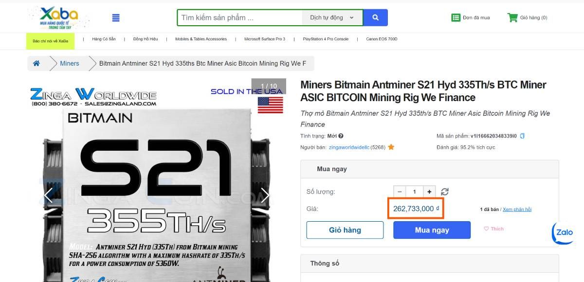 Giá Bitmain Antminer S21 Hyd tại Việt Nam (4/8/2024)