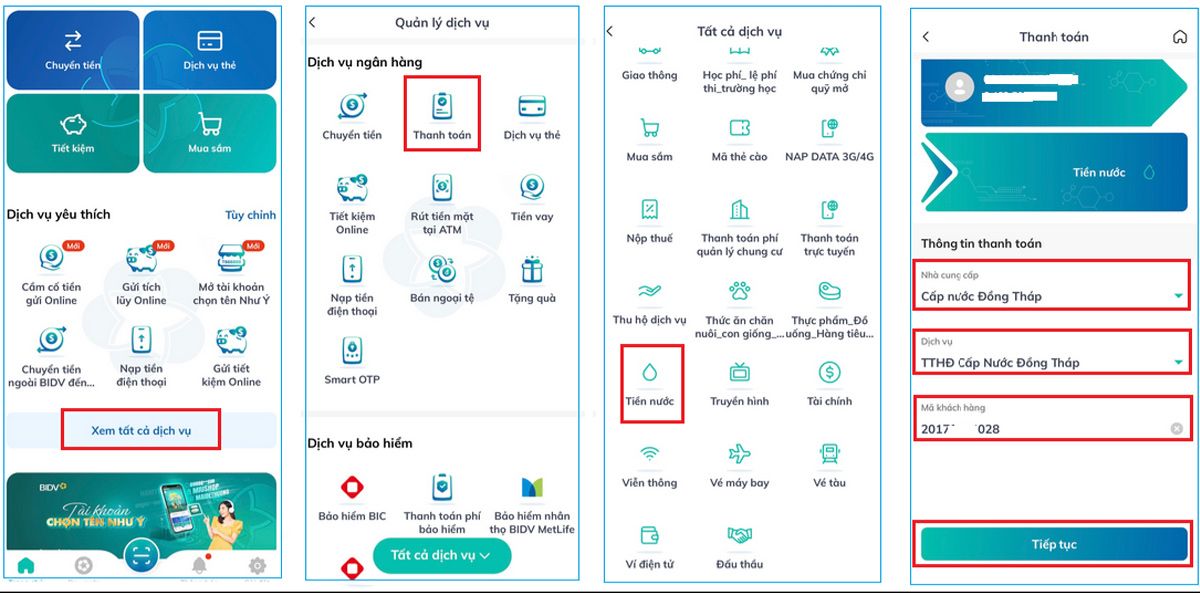 Cách thanh toán tiền nước đơn giản bằng BIDV