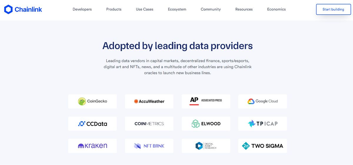 Danh sách Data provider của Chainlink