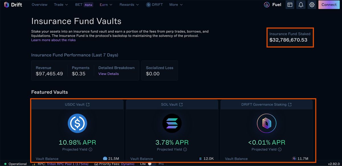 Insurance Fund Vaults của Drift