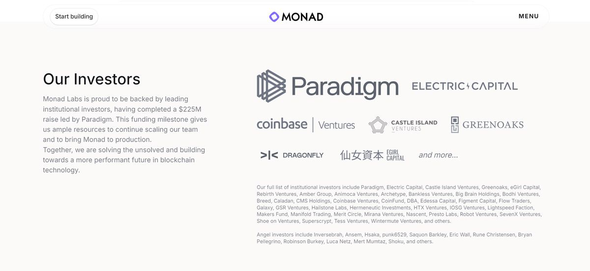 Thông tin của Monad về vòng gọi vốn 225 triệu USD