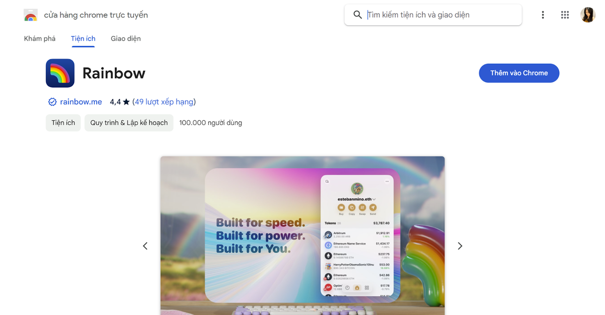 Thêm Rainbow Wallet vào Chrome của bạn