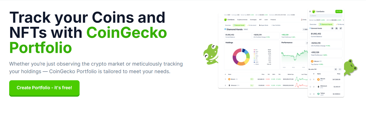 Dễ dàng thiết lập và quản lý Portfolio với công cụ CoinGecko Portfolio